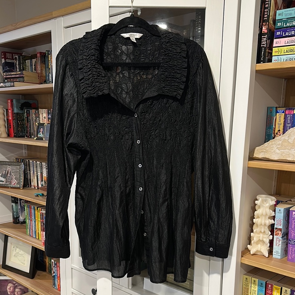 Black Lace Button-Up Blouse Vintage